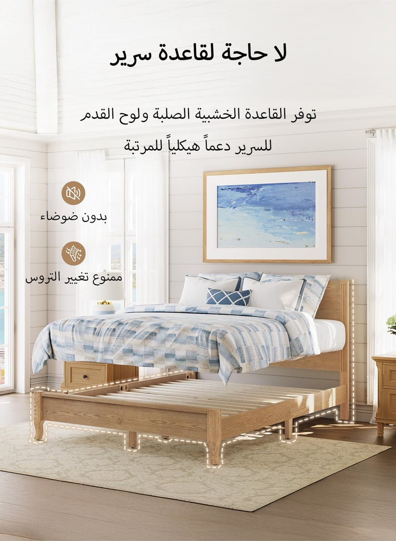 Yanara Solid Wood Platform with Headboard, Bed Frame Queen Size, No Box Spring Needed, Non-Slip Without Noise, Easy Assembly, 160cm*200cm - Image 4
